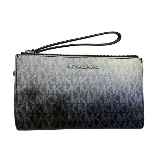 Michael Kors Jet Set large double zip wristlet wallet black - Picture 1 of 8